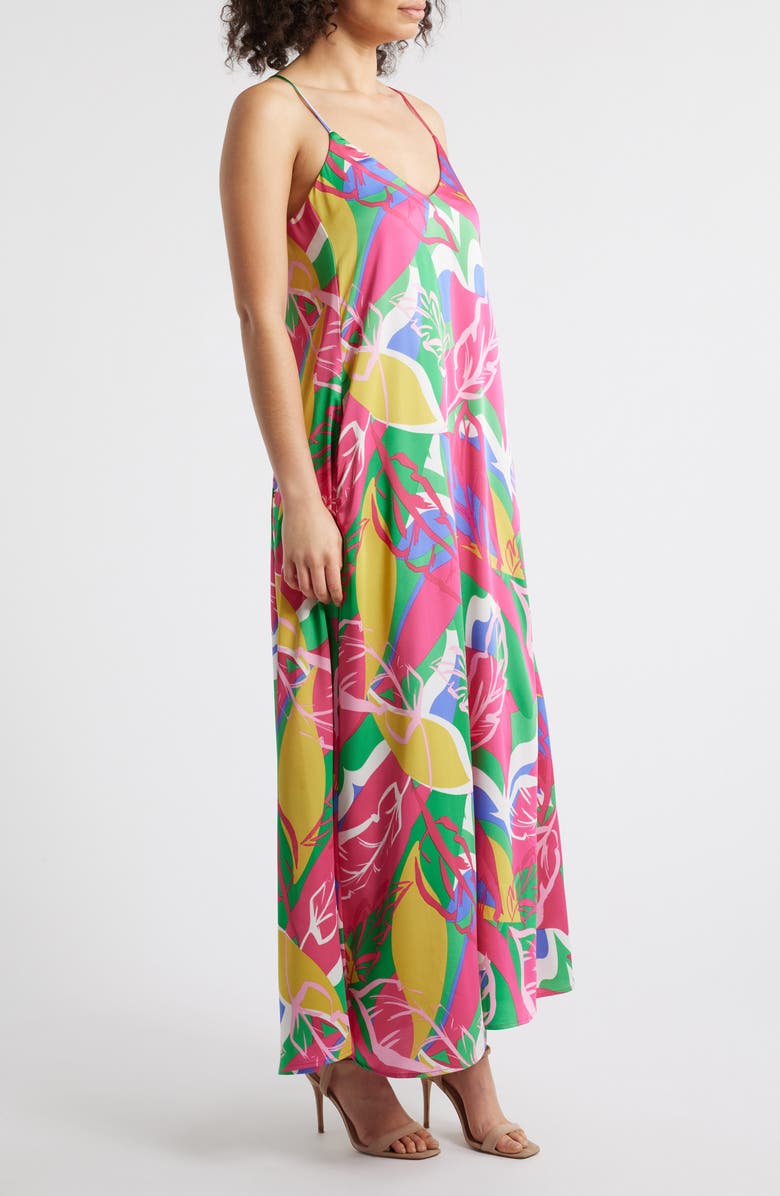 Tahari ASL Printed Maxi Sundress, Alternate, color, Rasberry Floral