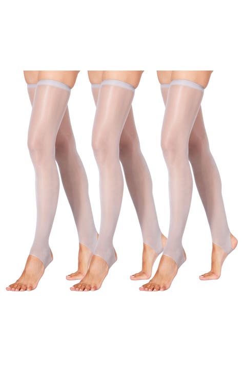 2 Pairs of Glossy Stirrup Thigh Highs