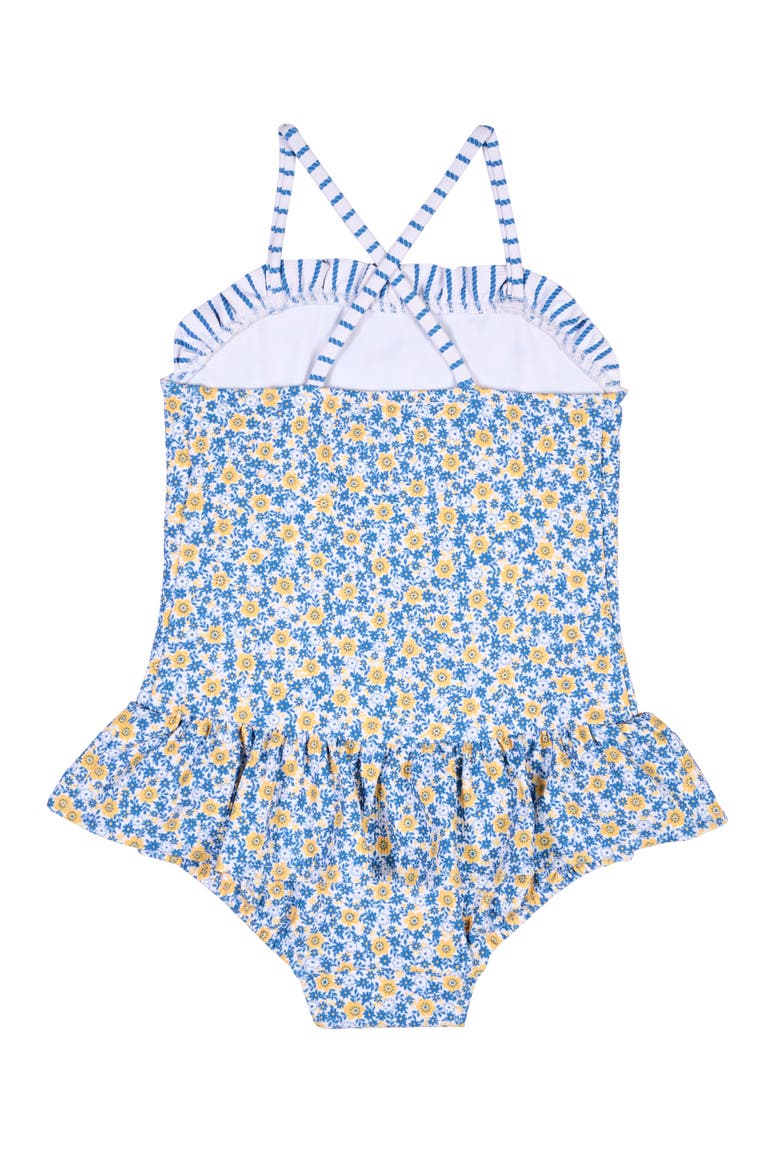 Floral Skirted Swimsuit with Flower, Alternate, color, White/Yellow/Blue
