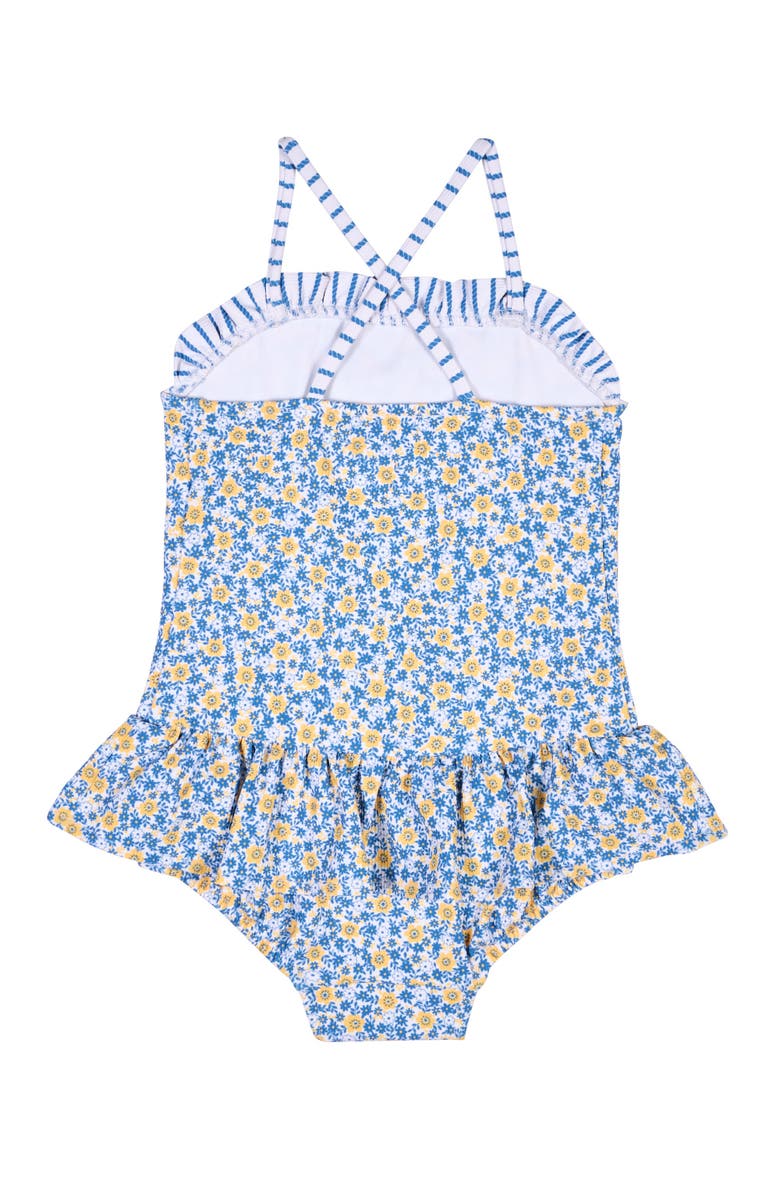 Florence Eiseman Floral Skirted Swimsuit with Flower, Alternate, color, White/Yellow/Blue