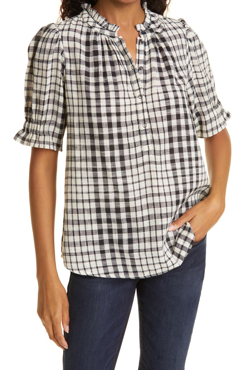 Apiece Apart Los Altos Plaid Cotton Top, Main, color,