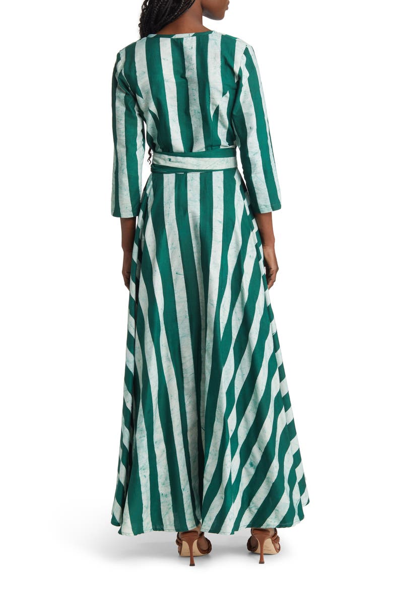 Stripe Wrap Dress, Alternate, color, GREEN/ WHITE