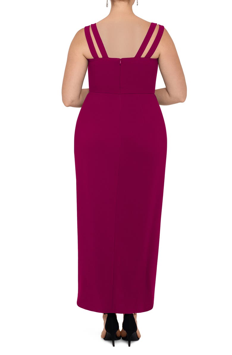 Xscape Evenings Xscape Side Ruched Double Strap Crepe Gown, Alternate, color,