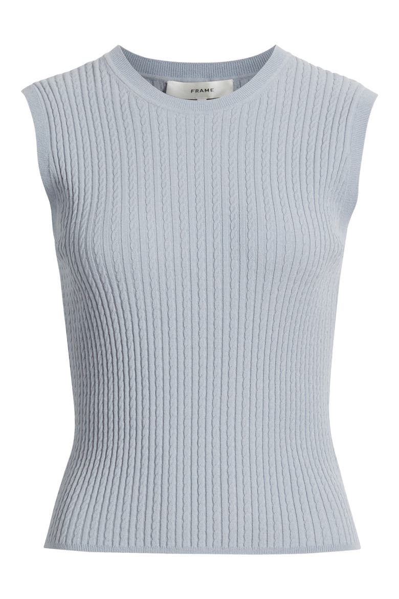The Fine Cable Sleeveless Sweater, Alternate, color, GREY BLUE