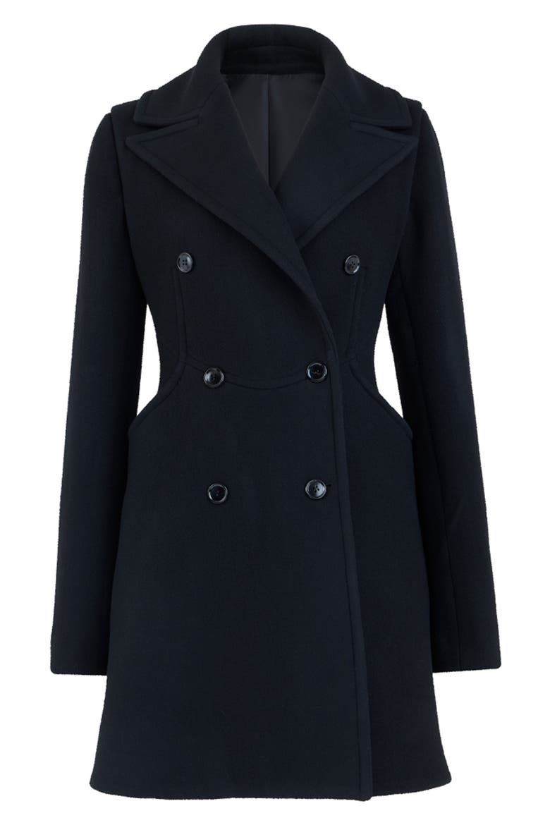Curved Pocket Double Face Wool Coat, Main, color, NOIR