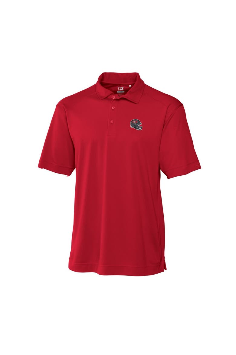 Men's Cutter & Buck  Red Tampa Bay Buccaneers Helmet DryTec Genre Textured Solid Polo, Alternate, color, Red