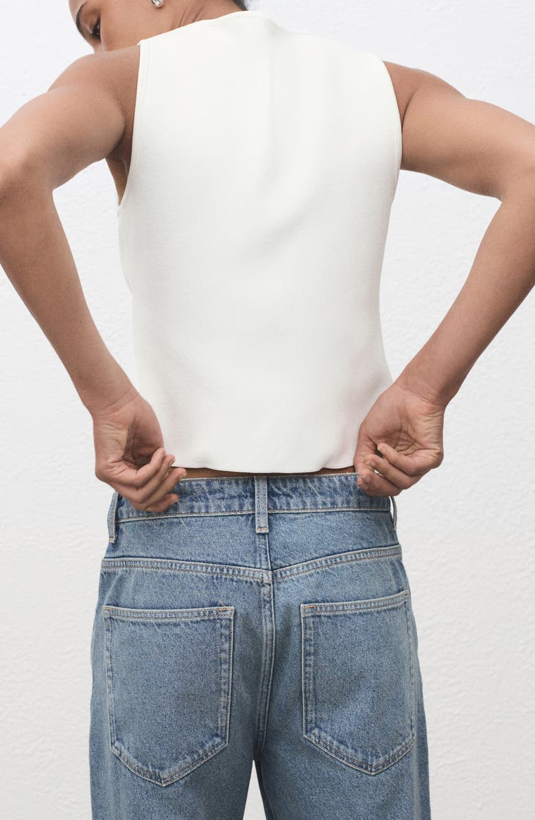 MANGO Jewel Button Knit Vest, Alternate, color, White