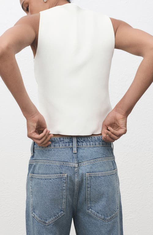 Mango Jewel Button Knit Vest In White