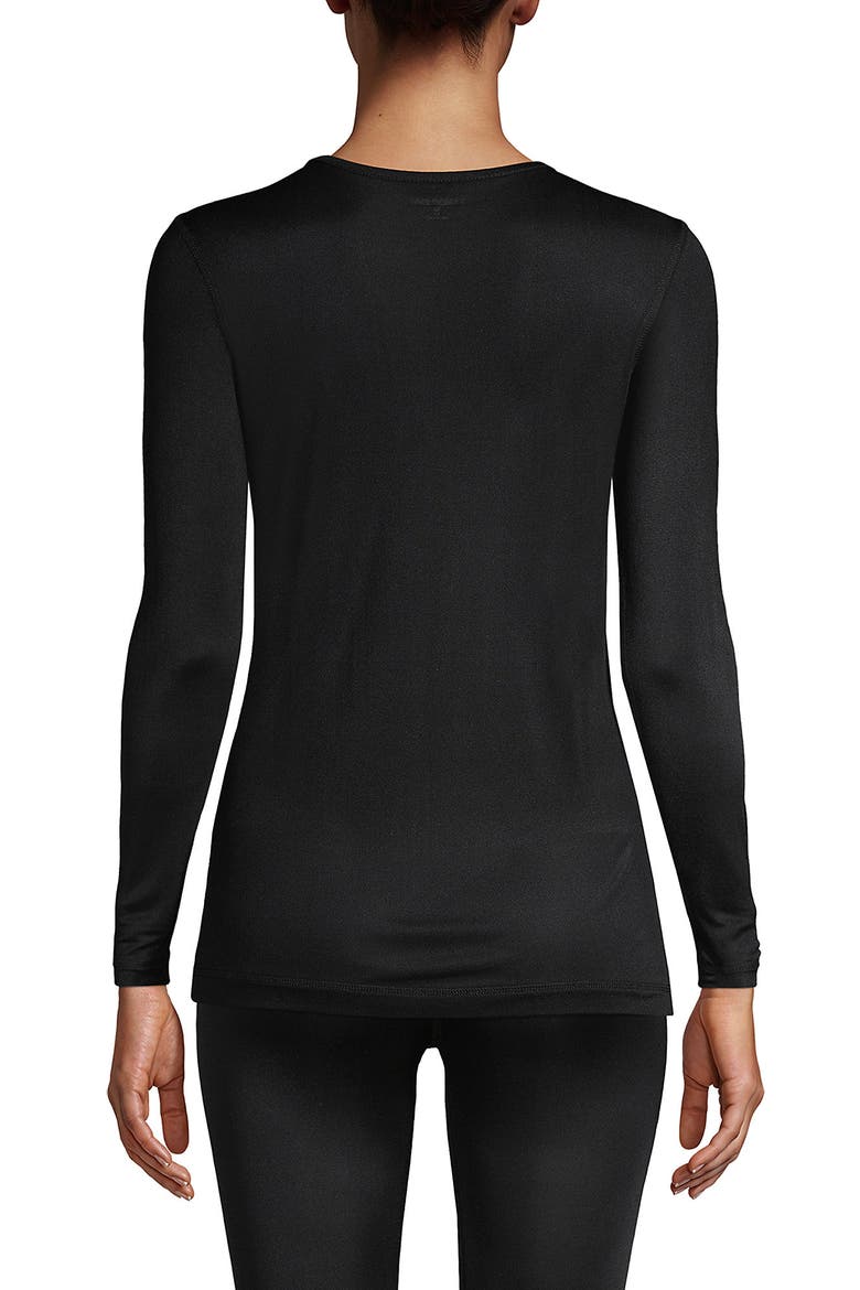 Silk Interlock Long Sleeve Crewneck Long Underwear Top, Alternate, color, Black