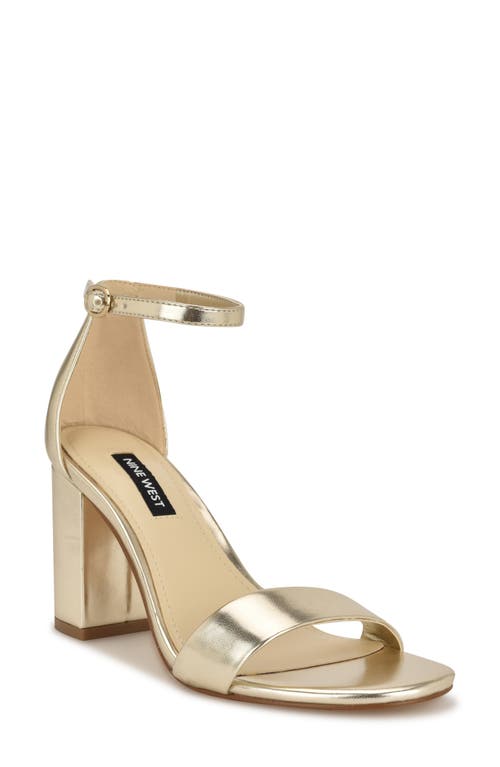 Nine West Pruce 3 Sandals Womens Us 6.5 Platino Faux Leather Ankle Strap Zpo1248 In Gold