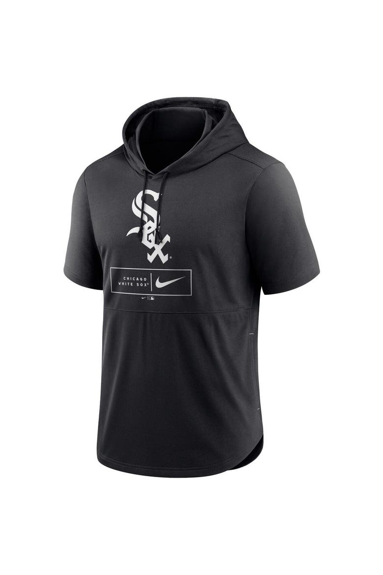 Men's Nike Black Chicago White Sox Logo Lockup Performance Short-Sleeved Pullover Hoodie, Alternate, color, Black
