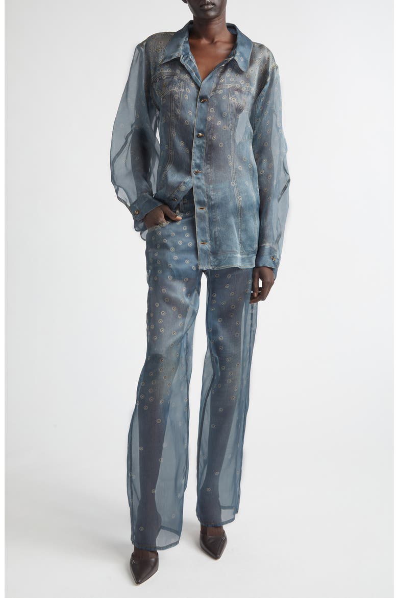 Bonnie Trompe l'Oeil Silk Organza Straight Leg Pants, Alternate, color, SILK