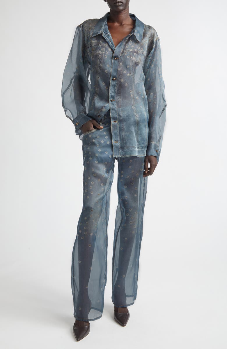 Haikure Maya Trompe l'Oeil Silk Organza Button-Up Shirt, Alternate, color, Silk