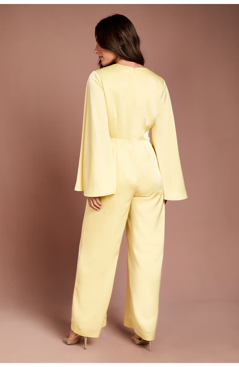 Coast Flare Sleeve Satin Wide Leg Jumpsuit, Alternate, color, Lemon
