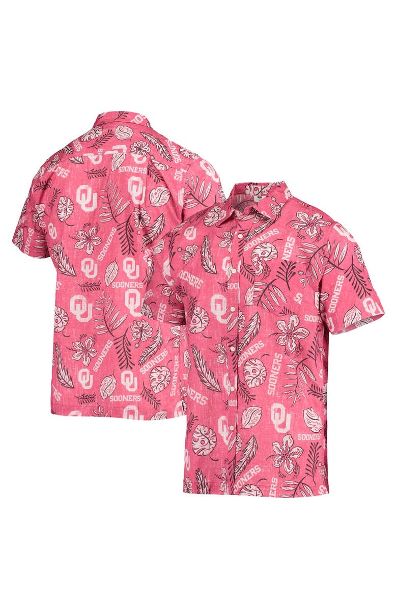 Wes & Willy Men's Wes & Willy Crimson Oklahoma Sooners Vintage Floral Button-Up Shirt, Main, color,