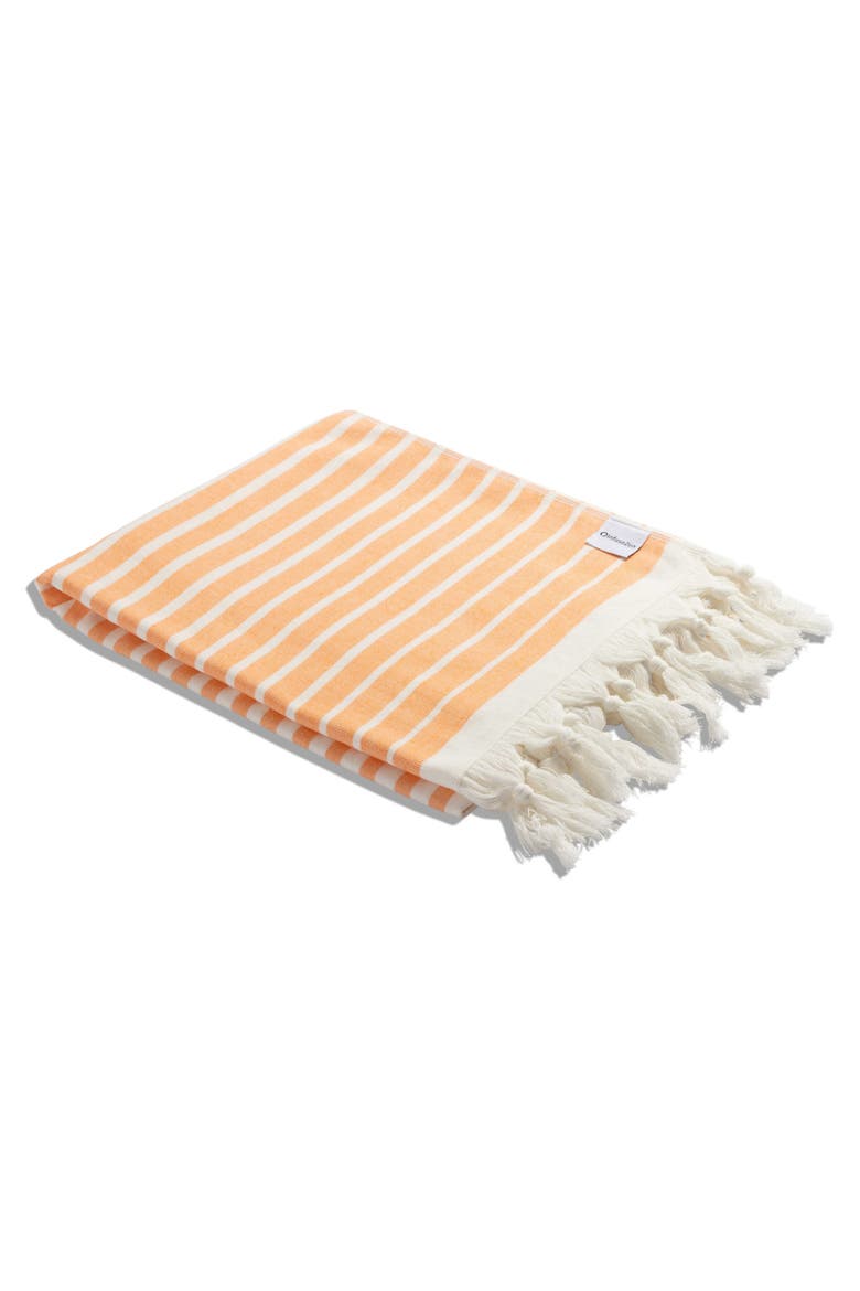 Gradient Striped Organic Turkish Towel with Soft Terry Cloth Back, Alternate, color, Orange