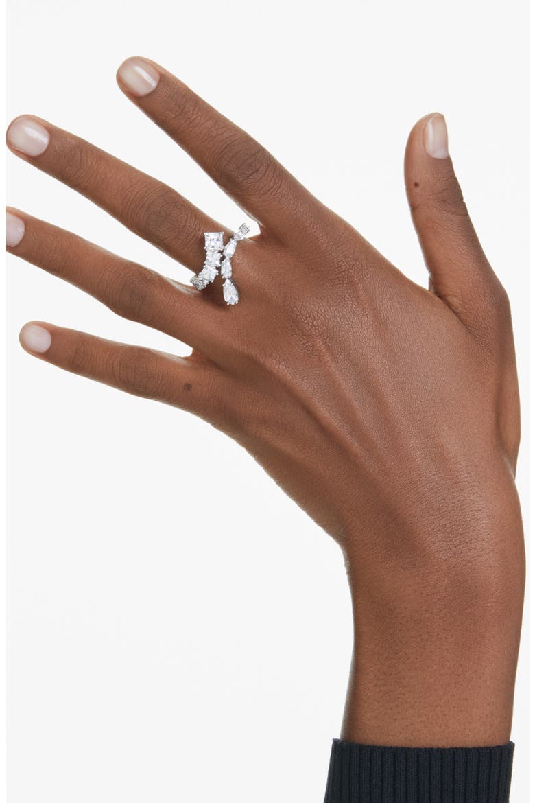 Matrix Bypass Ring, Alternate, color, SILVER/ WHITE