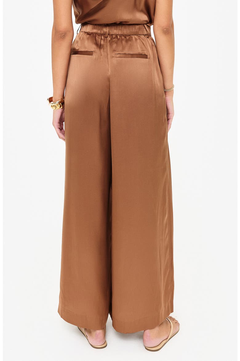 Fabian High Waist Wide Leg Silk Pants, Alternate, color, CAROB