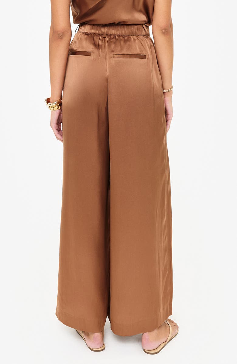 CAMI NYC Fabian High Waist Wide Leg Silk Pants, Alternate, color, Carob