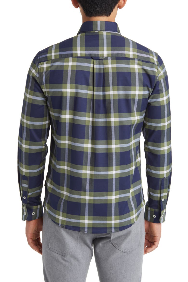 DRY TOUCH® Tartan Plaid Performance Button-Up Shirt, Alternate, color, OLIVE GREEN