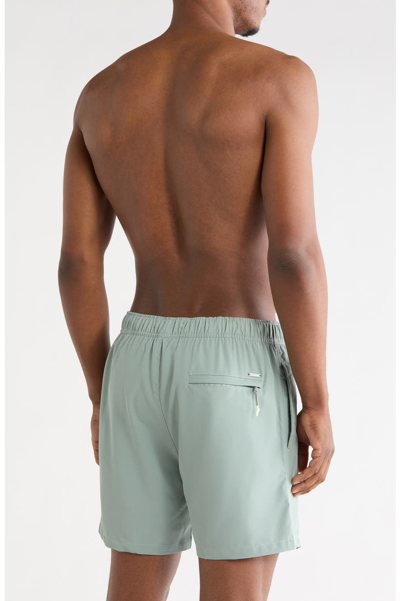Solid 4 Way Stretch Lined Volley Swim Trunks, Main, color, SAGE