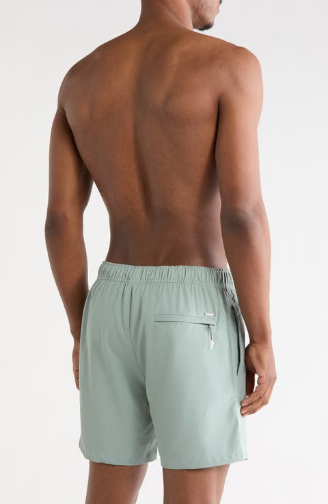 Solid 4 Way Stretch Lined Volley Swim Trunks