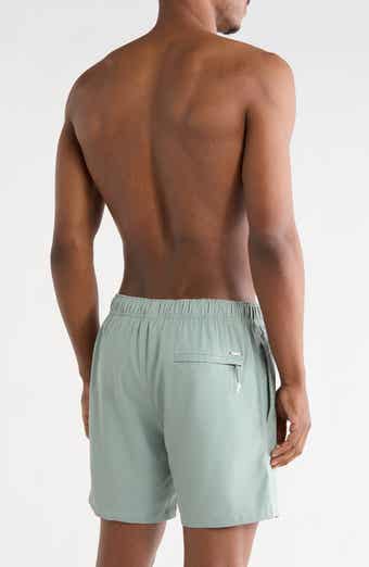 Vintage Summer Solid 4 Way Stretch Lined Volley Swim Trunks