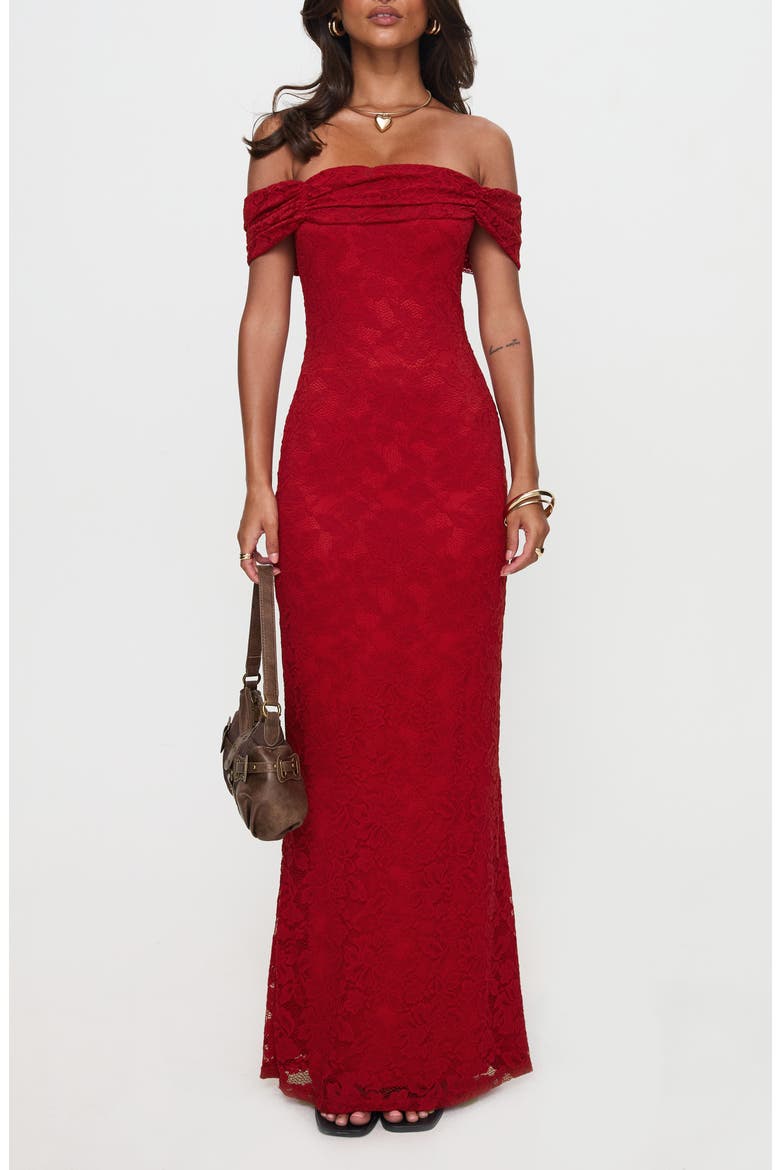 Allured Off the Shoulder Floral Lace Dress, Main, color, BURGUNDY