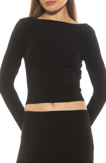 Alexia Admor Dahlia Boat Neck Top In Black
