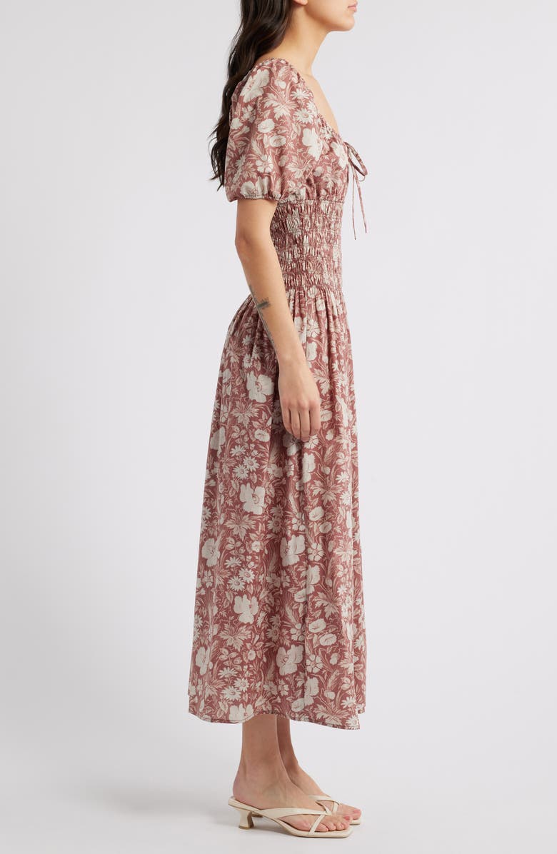 Faithfull the Brand Beatrice Floral Print Cotton Midi Dress, Alternate, color, Sun Flora