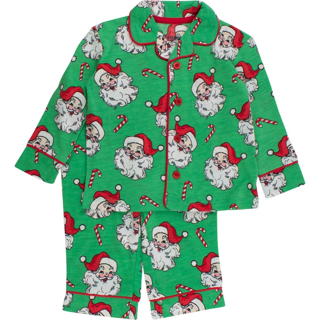 Rufflebutts Gender Inclusive Button Up Pajama Set In Green