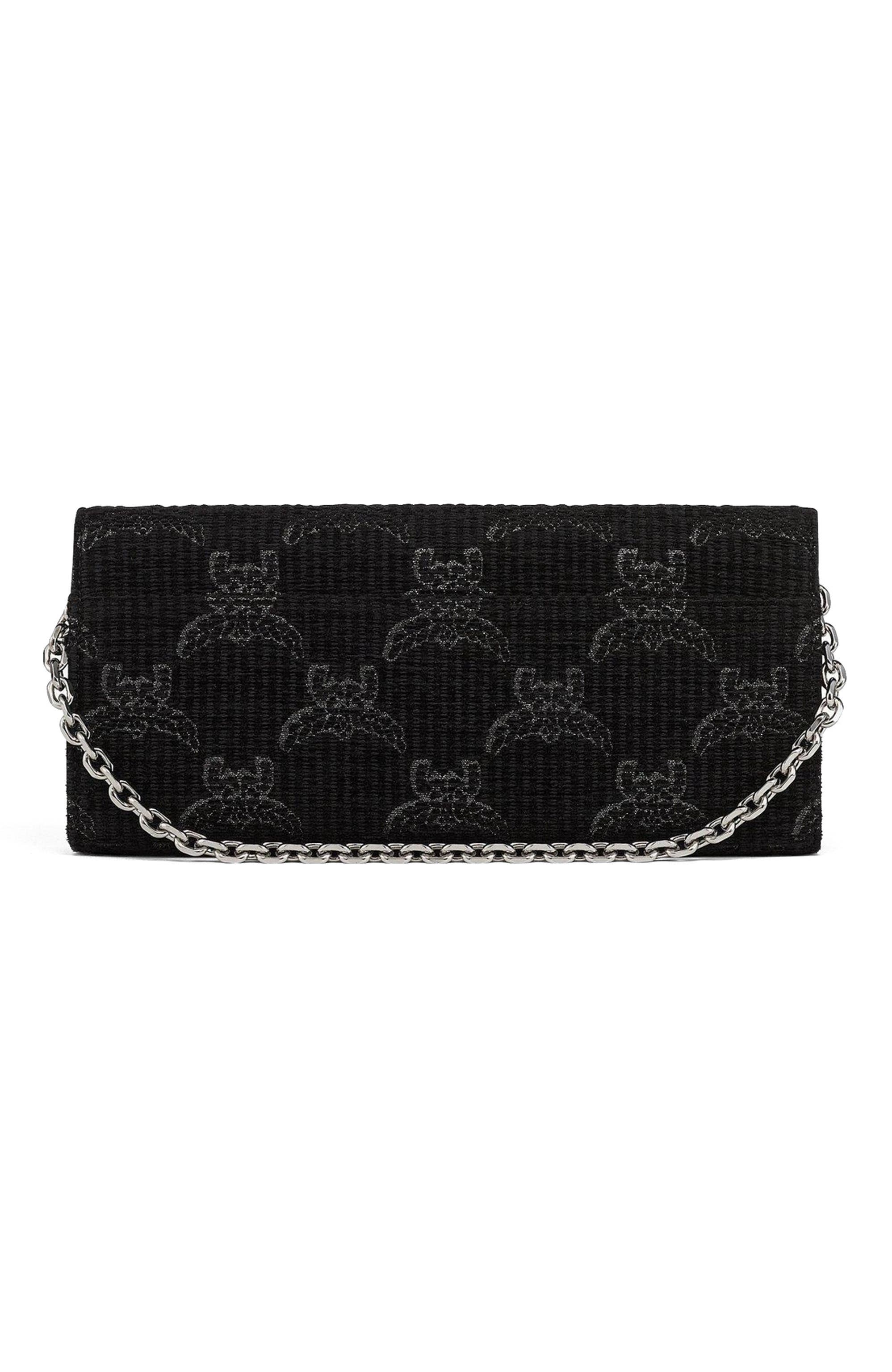MCM Diamond Clutch in Lauretos Lurex Jacquard, Alternate, color, Black