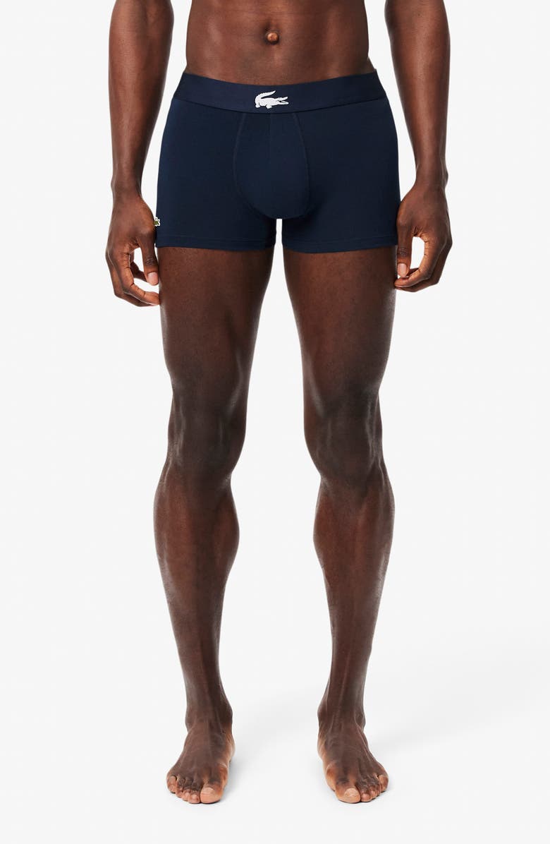 Lacoste 3-Pack Stretch Cotton Trunks, Alternate, color, Thyme/ Navy Blue/ White