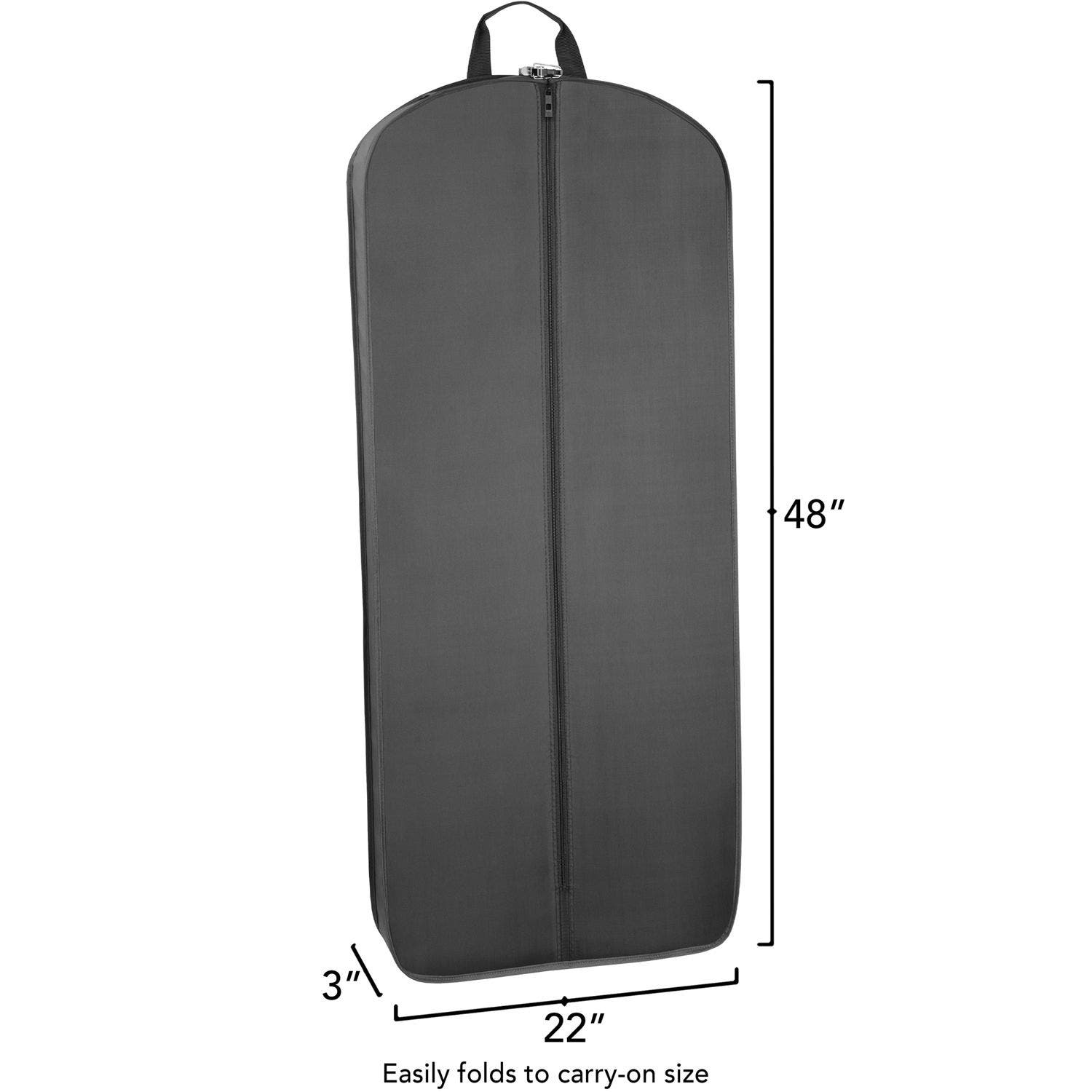 Wallybags 48" Deluxe Tri-Fold Travel Garment Bag with three pockets, Alternate, color, Black