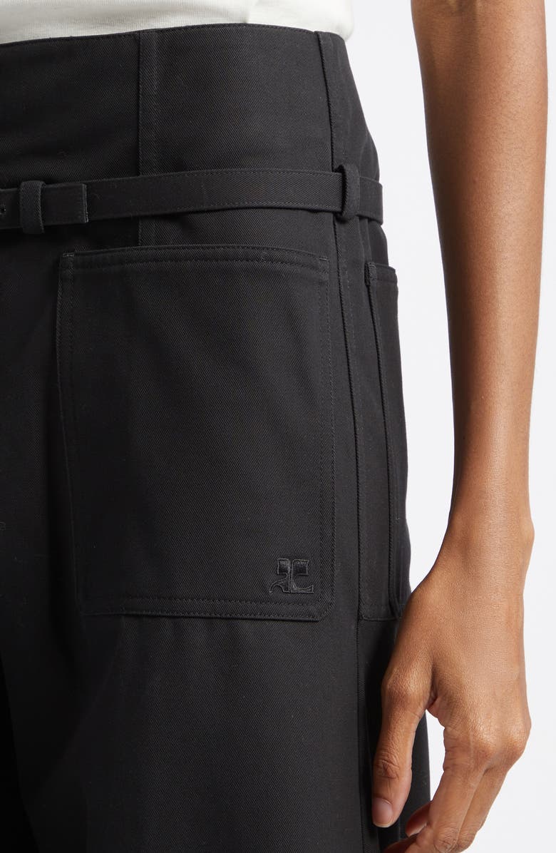 Courrèges Cotton Canvas Palazzo Pants, Alternate, color, Black
