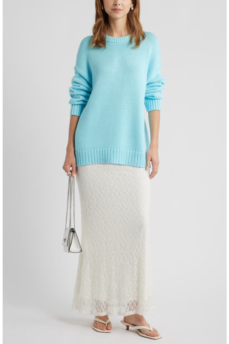 Oversize Crewneck Cotton Sweater, Alternate, color, BLUE ATOMIZER