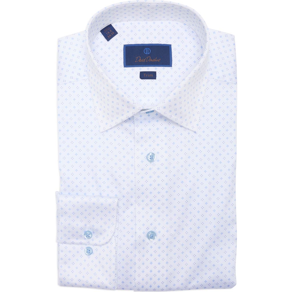 David Donahue Trim Fit Microprint Dress Shirt In Blue