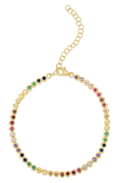 14k Yellow Gold Vermeil Cubic Zirconia Tennis Bracelet