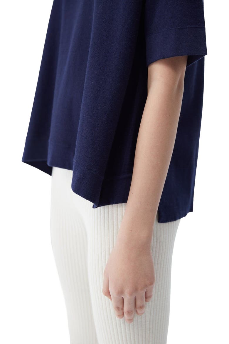 Box-Cut Cotton Silk Cashmere Blend T-Shirt, Alternate, color, navy