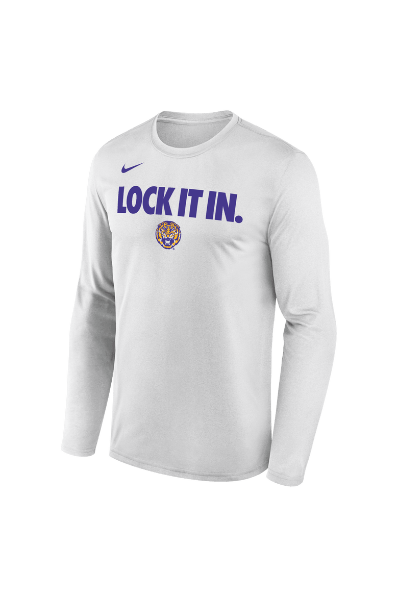Men's Nike  White LSU Tigers 2026 On-Court Bench Long Sleeve T-Shirt, Alternate, color, White
