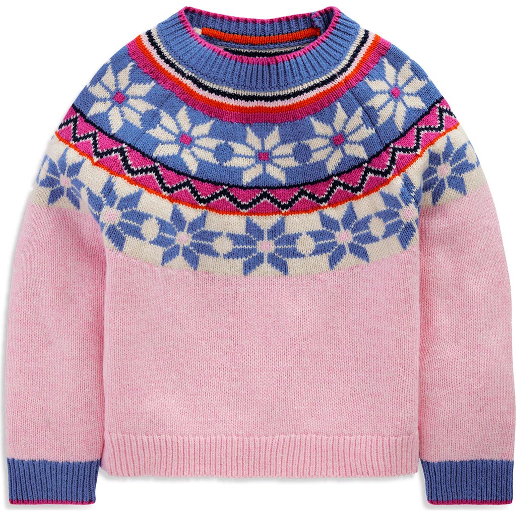 Mini Boden Kids' Eleanor Fair Isle Sweater In Pink