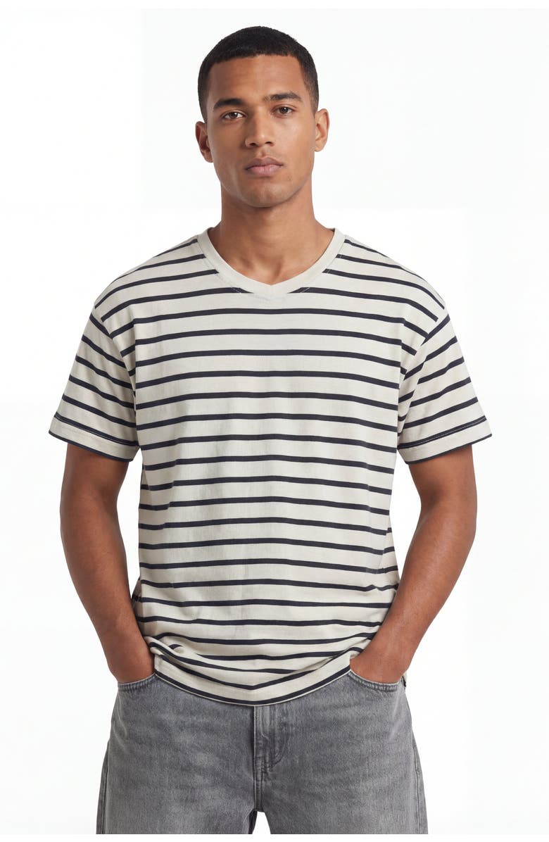 Solomon & Sage S&G Cotton Classic Stripe T-Shirt, Alternate, color, Cream/Light Black