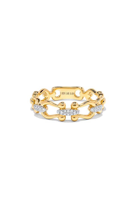 14K Yellow Gold Diamond Rope Band Ring - 0.59ct.