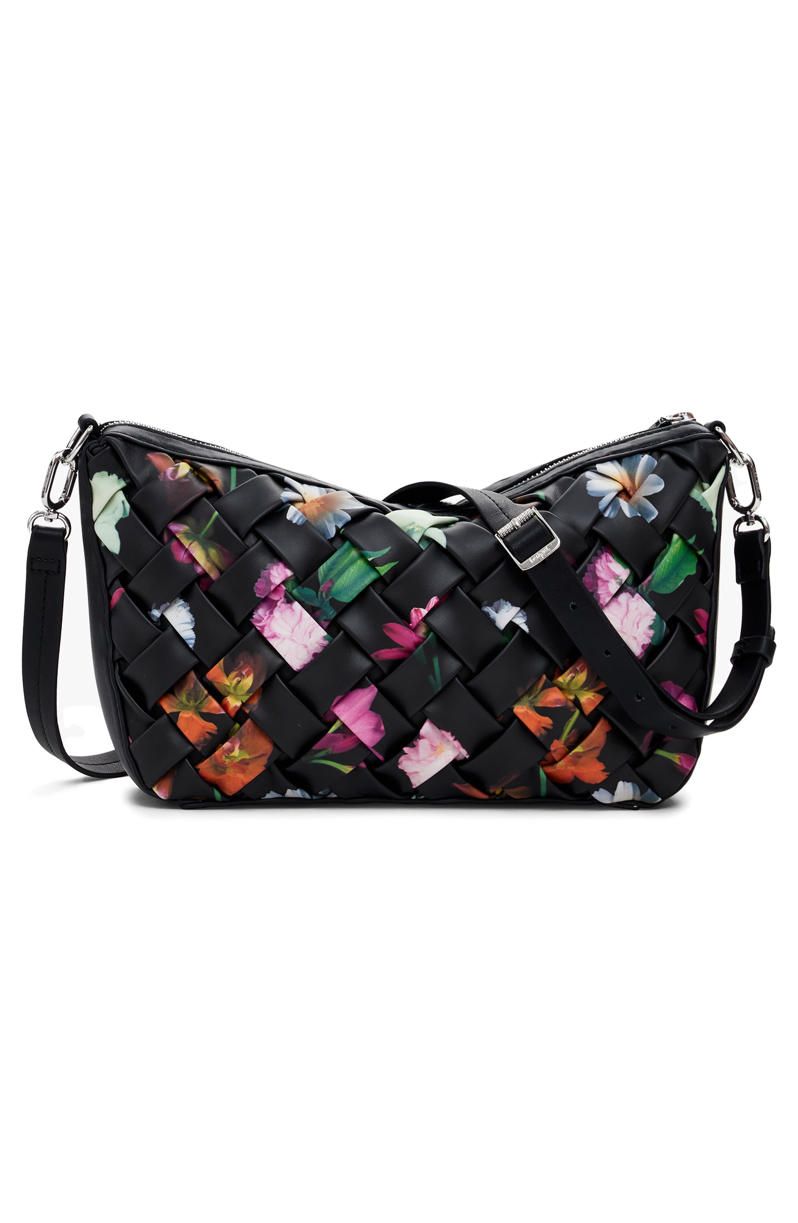 Desigual Floral Woven Shoulder Bag, Alternate, color, 