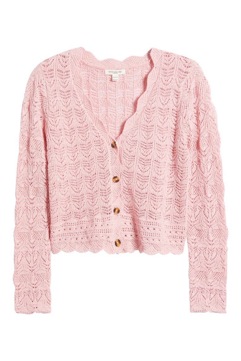 Tamia Pointelle Knit Cardigan, Alternate, color, PETAL PINK