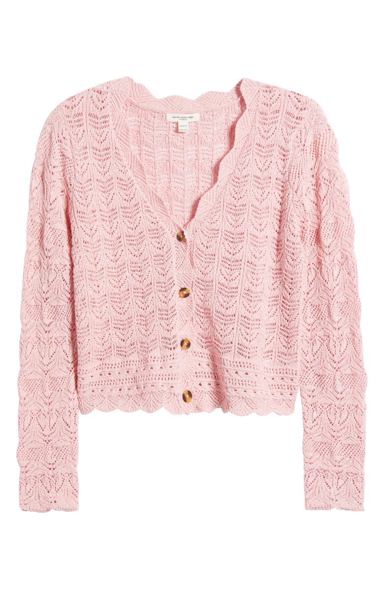 beachlunchlounge Tamia Pointelle Knit Cardigan, Alternate, color, Petal Pink