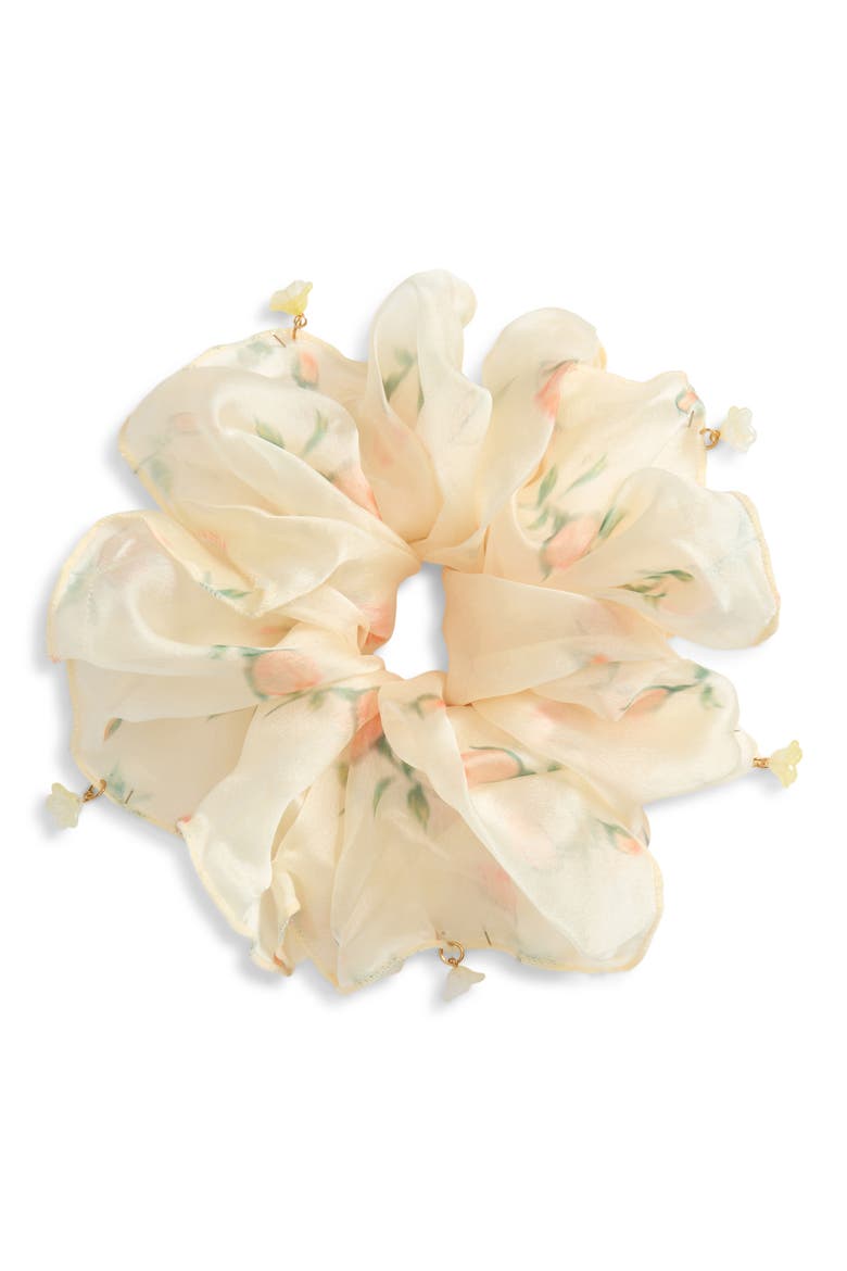 Lune Charm Watercolor Scrunchie, Main, color, MULTI