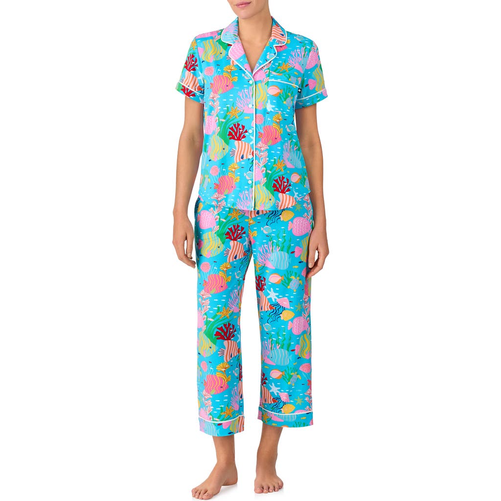 Kate Spade New York Print Crop Pajamas In Blue