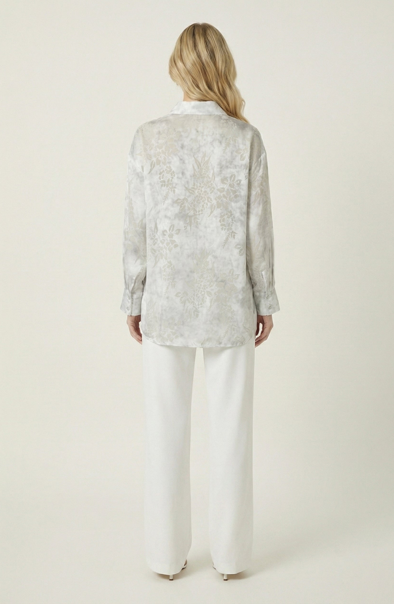 Modenaire Floral Jacquard Button Up Shirt, Alternate, color, Ivory Floral