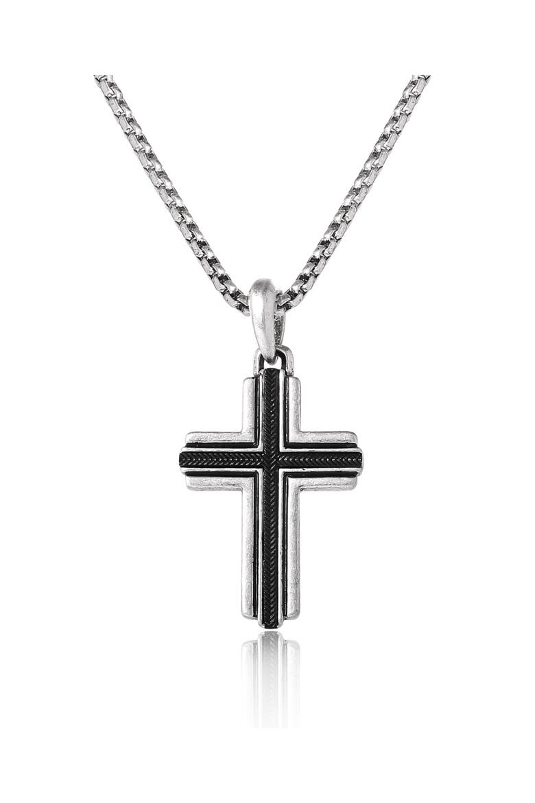Silver Cross Pendant Necklace, Main, color, 48